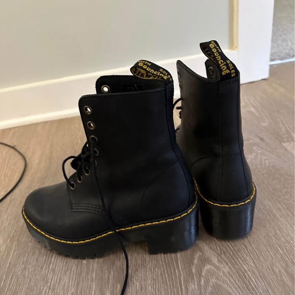Dr. Martens Black Combat Boots with Yellow Stitching